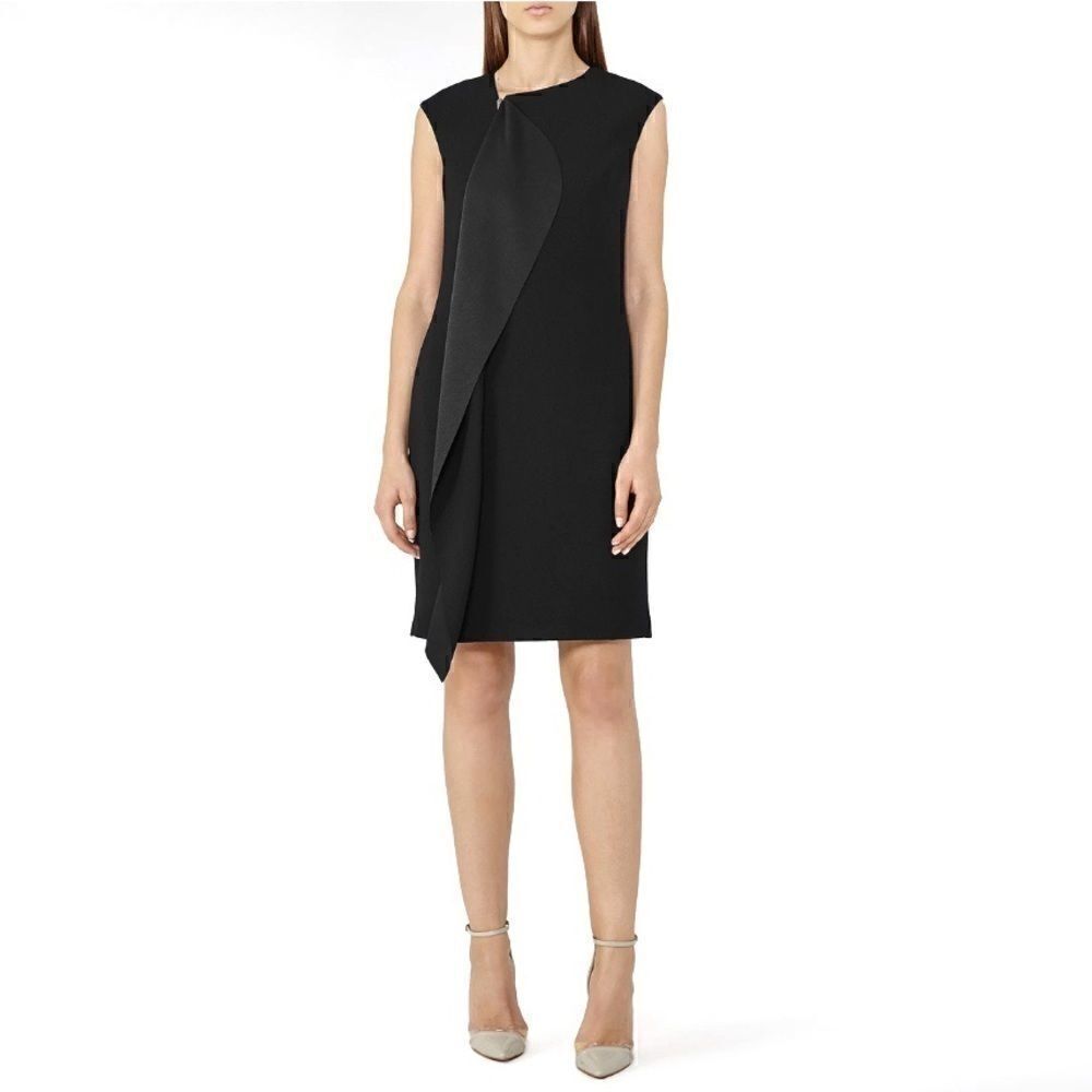 𝅺reiss Cora Black Ruffle Sleeveless Shift Dress 8